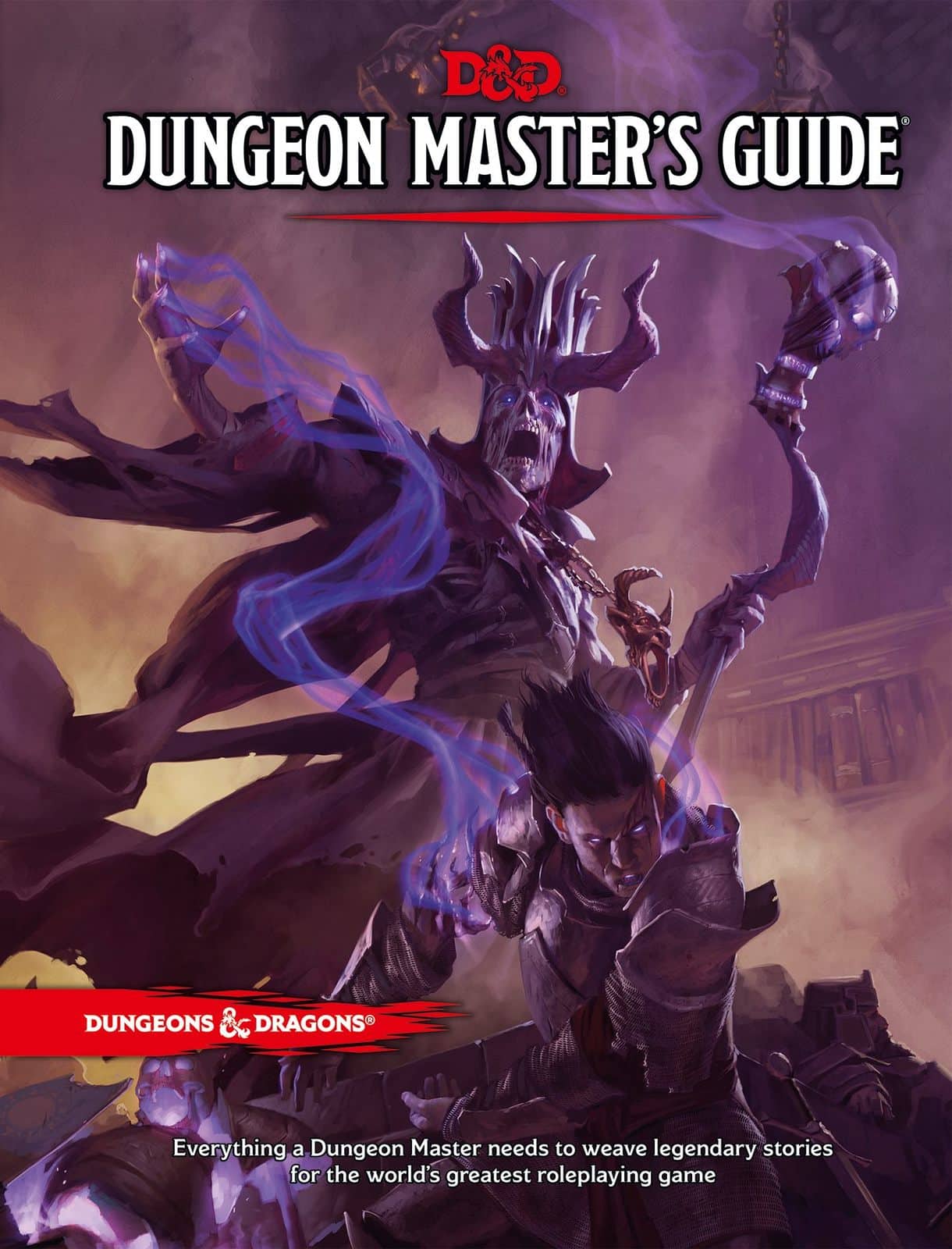 Dungeons & Dragons Dungeon Master’s Guide cover with dark lich casting spells